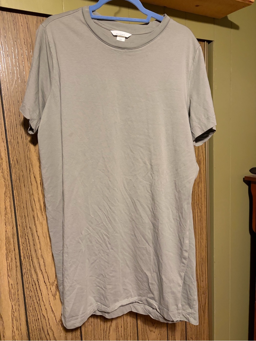 H&M Maternity Short Sleeve Tee Dress - Light Gray and B& W striped